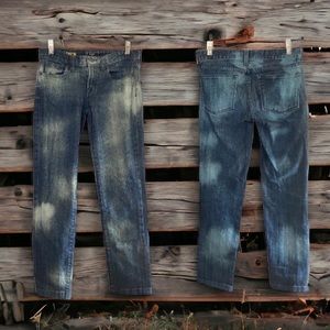 J. Crew blue bleached tie dye toothpick stretch straight leg jeans 27